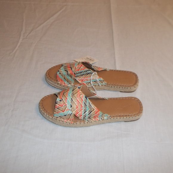 Sandales Slides Universal Thread Pour Femme - Taille 11 - Tressées Beiges